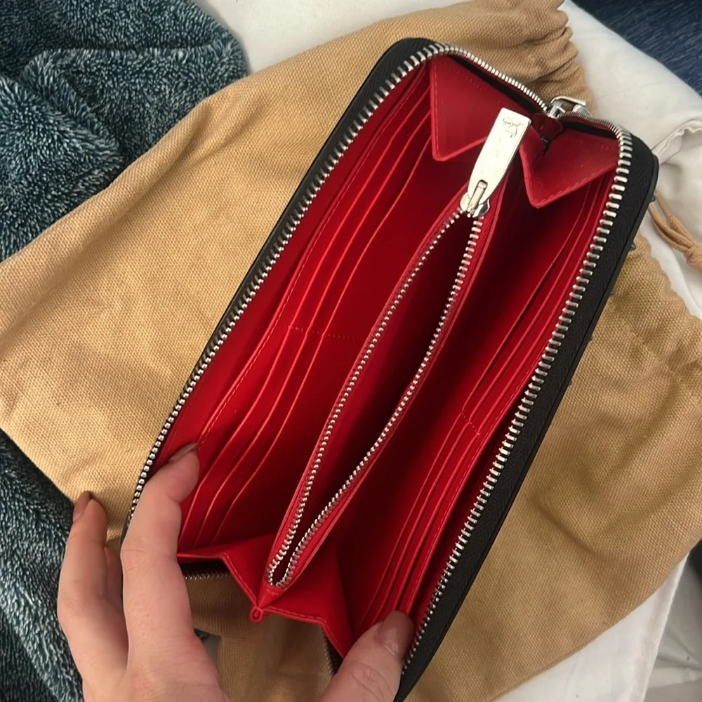 Christian Louboutin Neon Yellow Studded Zip Wallet